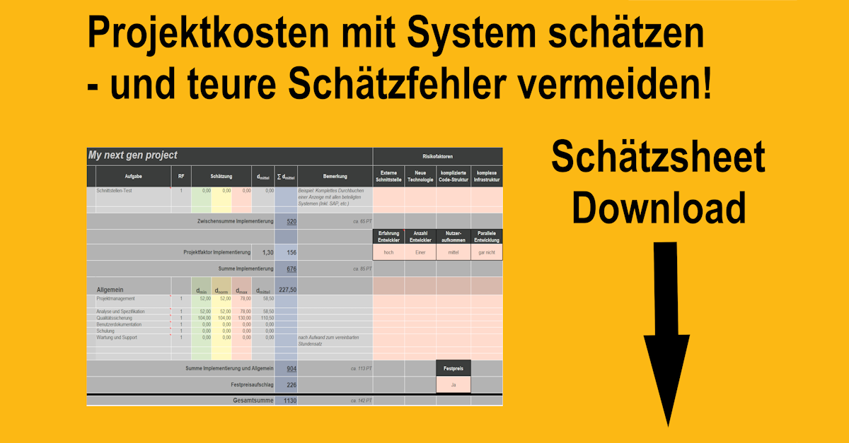 Schaetzsheet Download Projektkosten mit System schätzen - und teure Schätzfehler vermeiden!